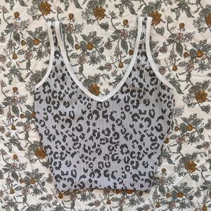 Floral Striped Gray Tank Top